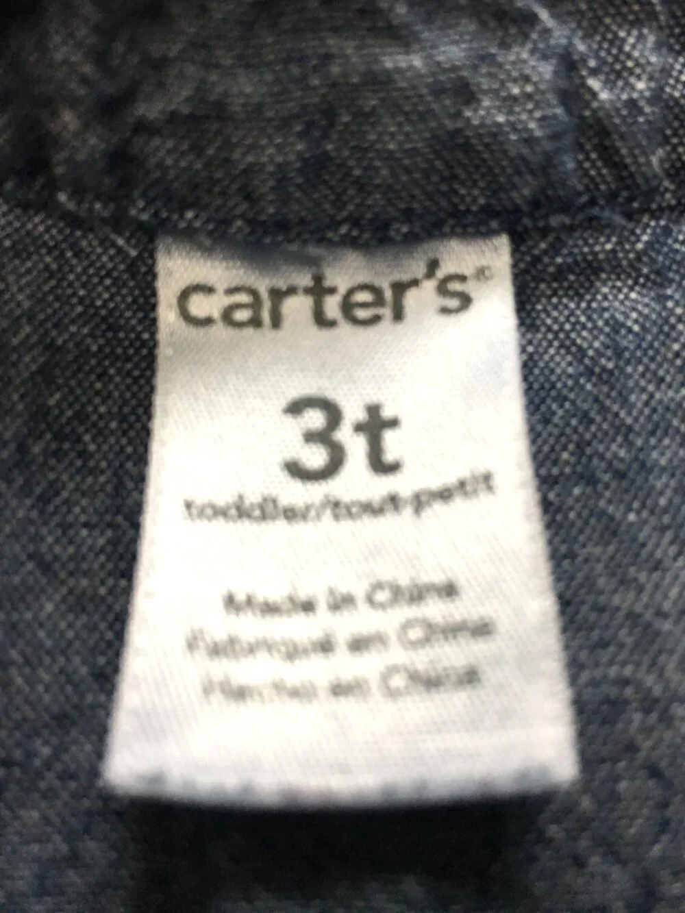 Carters Girls Denim Top Size 3T